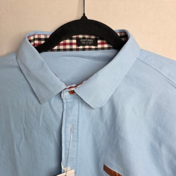 Coof Andy, Sky Blue Plaid Detailed Button-Up Shirt, Mens, Large (NWT) - Picture 3 of 7